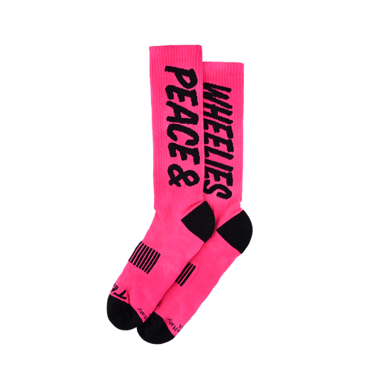 Mens Performance Socks Peace & Wheelies Fuscia