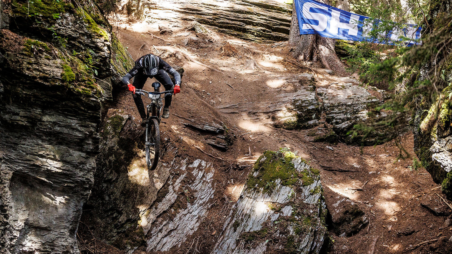 Mountain Bike enduro rider in a race